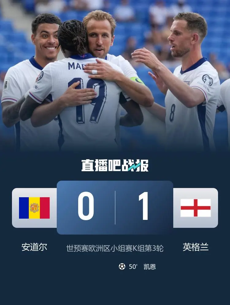 包含英格兰大胜安道尔，提前一步晋级的词条
